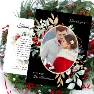 Carte Postale Mariage de message de Merci noir chic