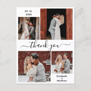 Carte Postale Mariage de montage photo minimaliste de script Mer