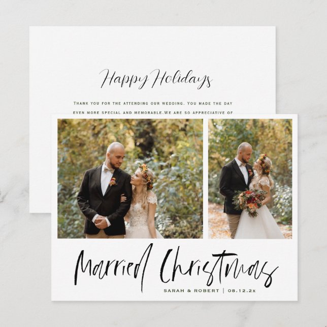 Carte Postale Mariage de Noël marié simple Faire-part (Devant / Derrière)