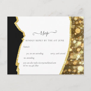 Carte Postale MARIAGE de Parties scintillant en or noir CLASSIQU