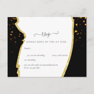 Carte Postale Mariage de Parties scintillant en or noir Sublime