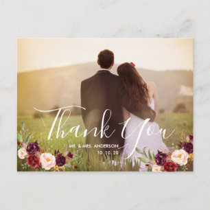 Carte Postale Mariage de photos florales de Bourgogne Merci