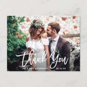 Carte Postale Mariage de pinceau moderne Merci photo What