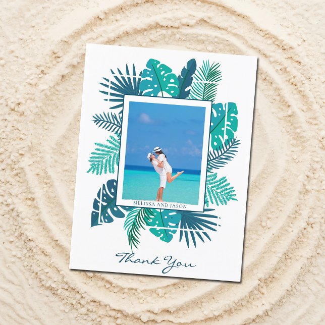 Carte Postale Mariage de plage personnalisé avec photo de remerc (Créateur téléchargé)