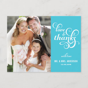 Carte postale Mariage de script élégant  Turquoise