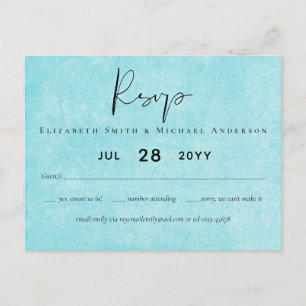 Carte Postale MARIAGE de script jaune Turquoise BUDGET
