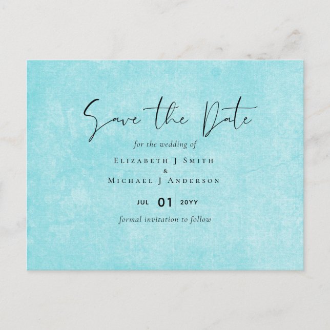 Carte Postale MARIAGE de script jaune Turquoise BUDGET (Devant)