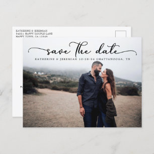 Carte Postale Mariage de script moderne Enregistrer la date