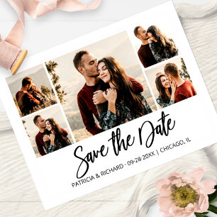 Carte Postale Mariage De Script Moderne Enregistrer La Date Phot