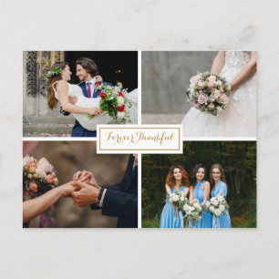 Carte Postale Mariage de script moderne photo Collage Merci