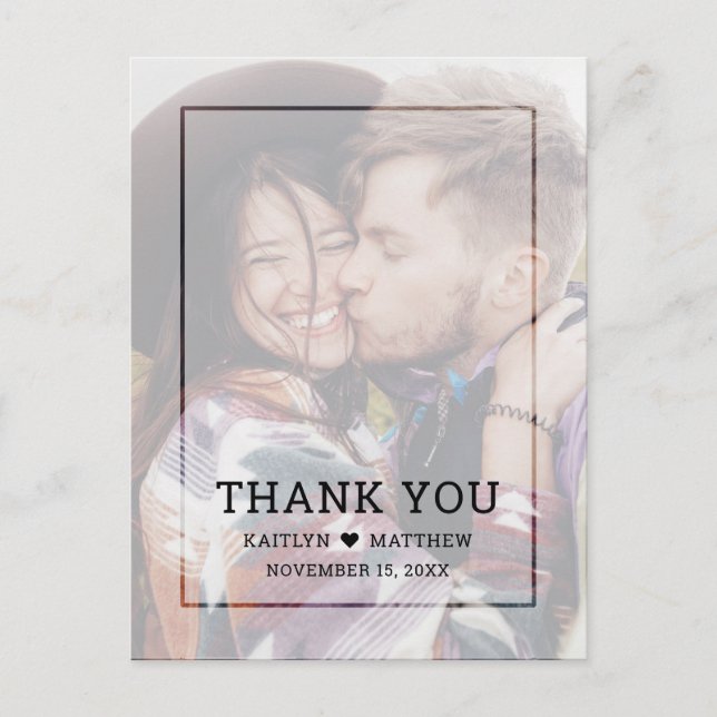 Carte Postale Mariage de script noir de photo moderne Faded Phot (Devant)