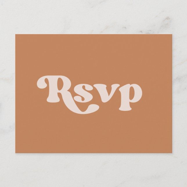 Carte Postale Mariage de sucre brun rétro élégant RSVP (Devant)