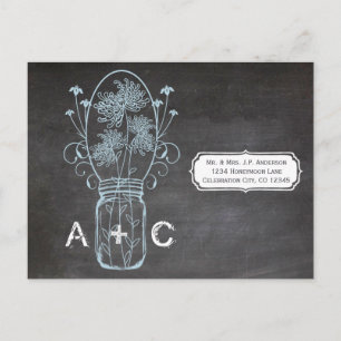 Carte Postale Mariage de tableau noir clair Mason Jar