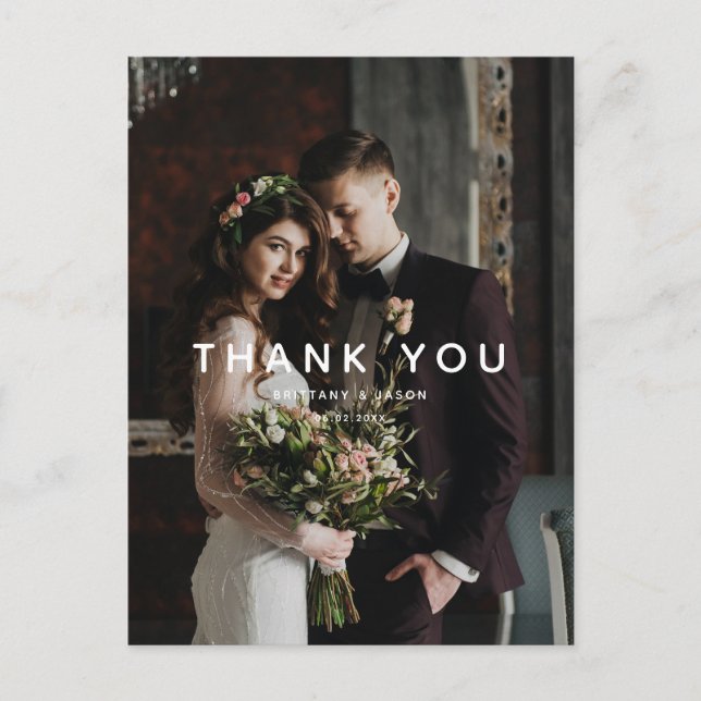 Carte Postale Mariage de texte simple superposé photo (Devant)