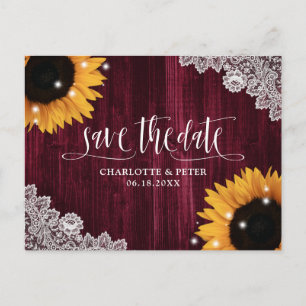 Carte Postale Mariage de tournesol en bois de Bourgogne Enregist