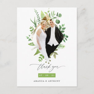 Carte Postale Mariage de verdure boisée de forêt Photo Merci