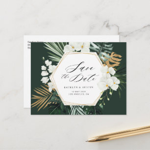 Carte Postale mariage de verdure tropicale, save the date
