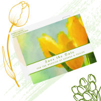 Mariage des tulipes d'aquarelle jaune Enregistrer 