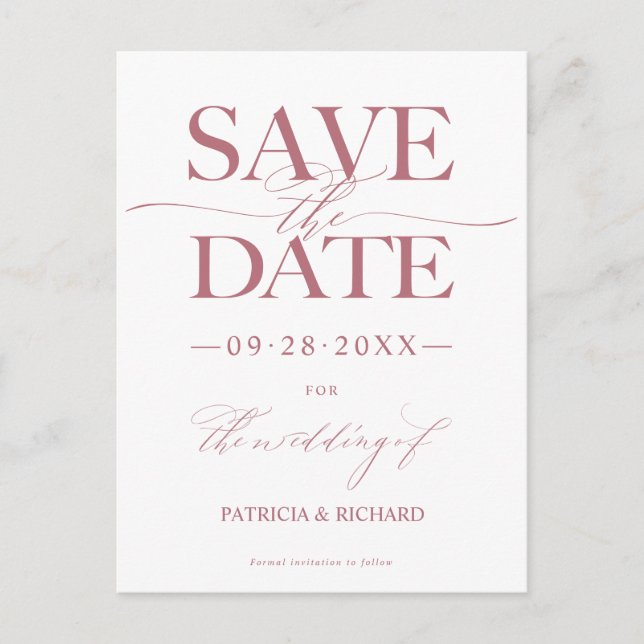 Carte Postale Mariage Design Moderne Enregistrer La Date Non Pho (Devant)