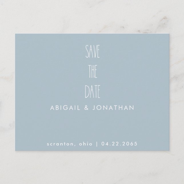 Carte Postale Mariage d'hiver bleu Icy simple Enregistrer la dat (Devant)