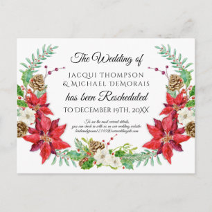 Carte Postale Mariage d'hiver de Noël reporté Reprogrammé