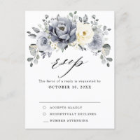 Mariage d'hiver floral gris argenté RSVP