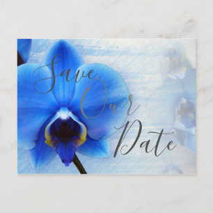 Carte Postale Mariage d'orchidée couleur bleu chic Enregistrer n