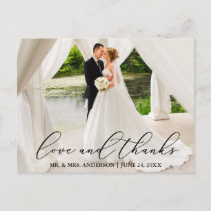 Carte Postale Mariage Élégant Beau Calligraphie Amour Merci