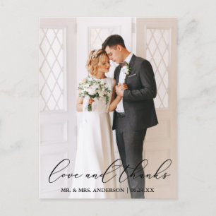 Carte Postale Mariage Élégant Calligraphie Photo Amour Merci