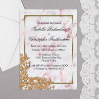 Mariage élégant en marbre rose et perles d'or