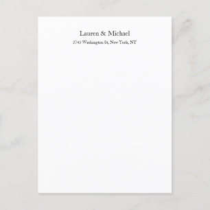 Carte Postale Mariage Élégant minimaliste classique noir blanc