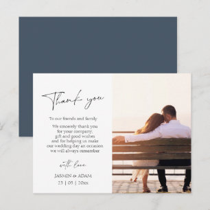 Carte Postale Mariage élégant royal bleu avec photo et écriture