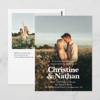 Carte Postale Mariage Élégant Rustique Gras 3 Photo Budget