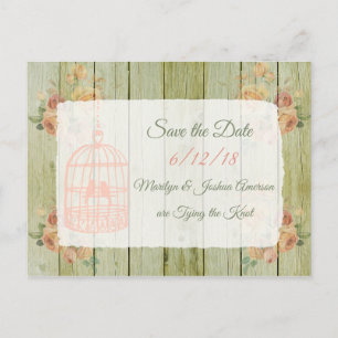 Carte Postale = Mariage en cage à oiseaux en bois Enregistrer la