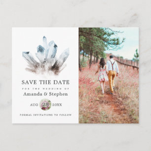 Carte Postale Mariage en cristal Aquamarine Enregistrer la date