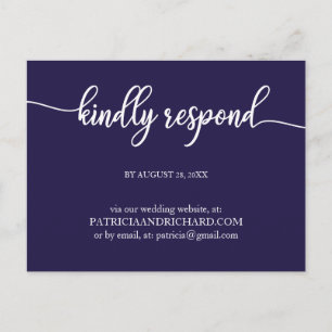 Carte Postale Mariage en ligne de la Marine Blue Calligraphy