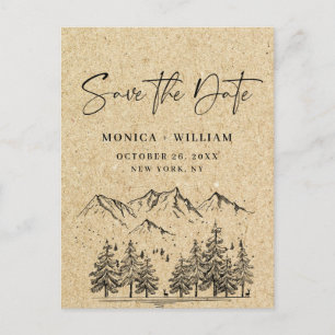 Carte Postale Mariage en papier Kraft simulé Enregistrer la date
