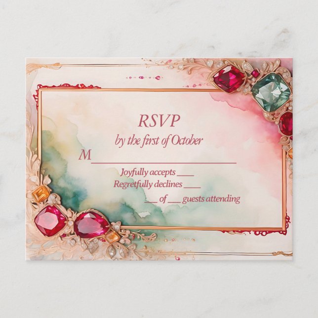 Carte Postale Mariage en pierre Gem RSVP (Devant)