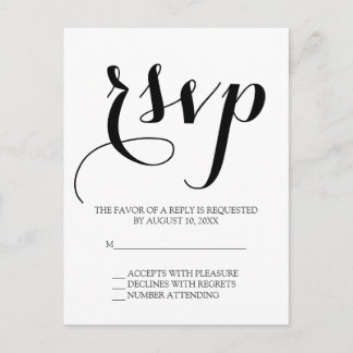 Carte Postale Mariage en script simple RSVP