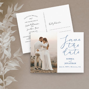 Carte Postale Mariage Enregistrer la date Photo Chic Elegant Scr