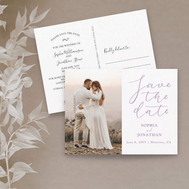 Carte Postale Mariage Enregistrer la date Photo Chic Elegant Scr (Créateur téléchargé)