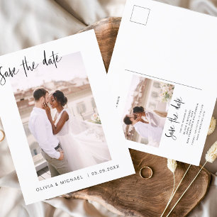 Carte Postale Mariage Enregistrer la date Photo Minimaliste Simp