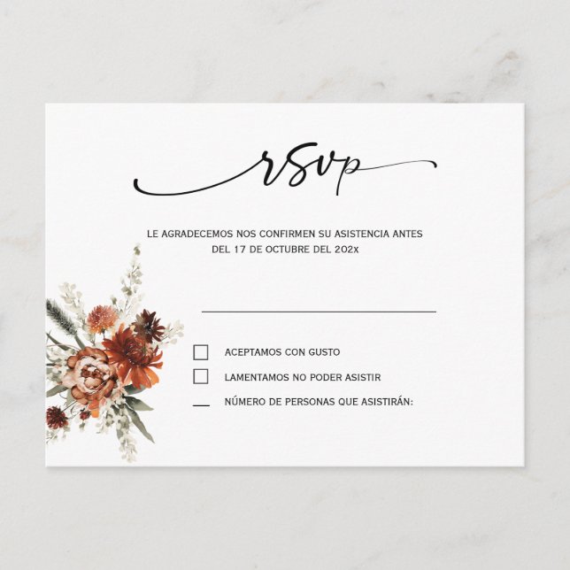 Carte postale mariage espagnole Rsvp (Devant)