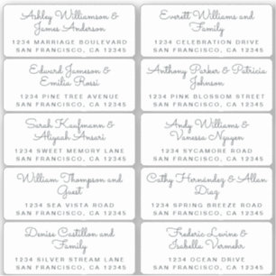 Carte postale Mariage Étiquette de adresse invité