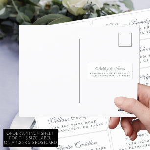 Carte postale Mariage Étiquette de adresse invité