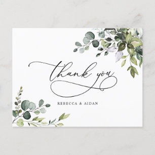 Carte postale Mariage Eucalyptus Green Merci