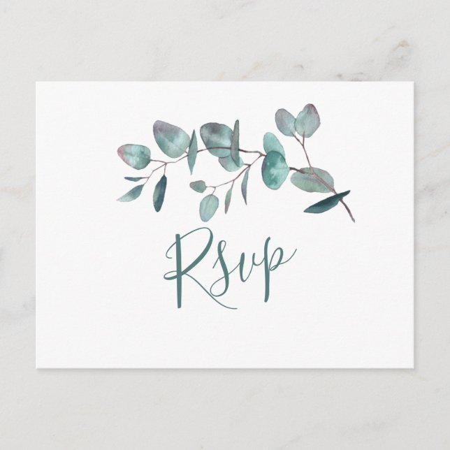 Carte Postale Mariage Eucalyptus Simplement Élégant RSVP (Devant)