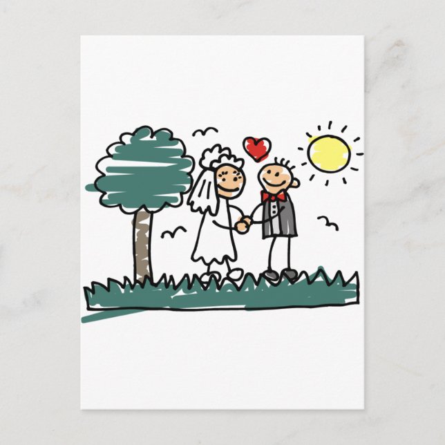 Carte Postale Mariage extérieur extérieur Nature Mariage vert (Devant)
