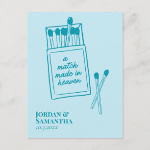 Carte Postale Mariage fait au ciel de bleu cyan Enregistrez la d