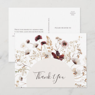 Carte Postale Mariage Fleur sauvage en Bourgogne de cuivre Merci